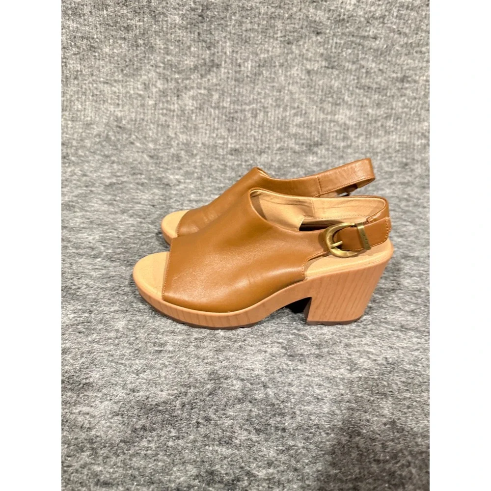 Dr. Scholl's Original Collection Wind Down Brown Leather Platform Sandals 9M